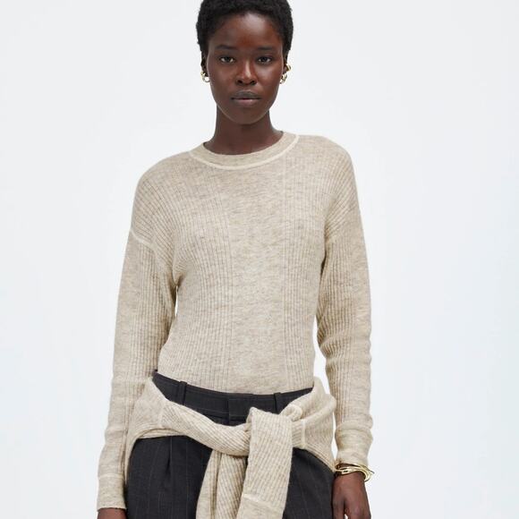 Madewell Heather Stone Ribbed Sweater Alpaca Blend NWOT - Picture 1 of 12